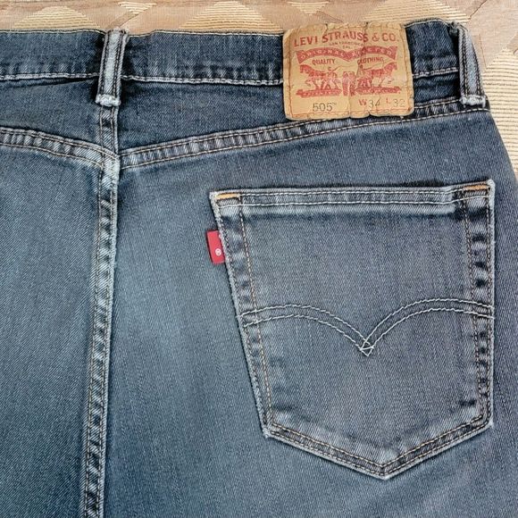 Levis Jeans Men 33x30* Blue 505 Regular Straight American Workwear Stretch Denim - Picture 10 of 14